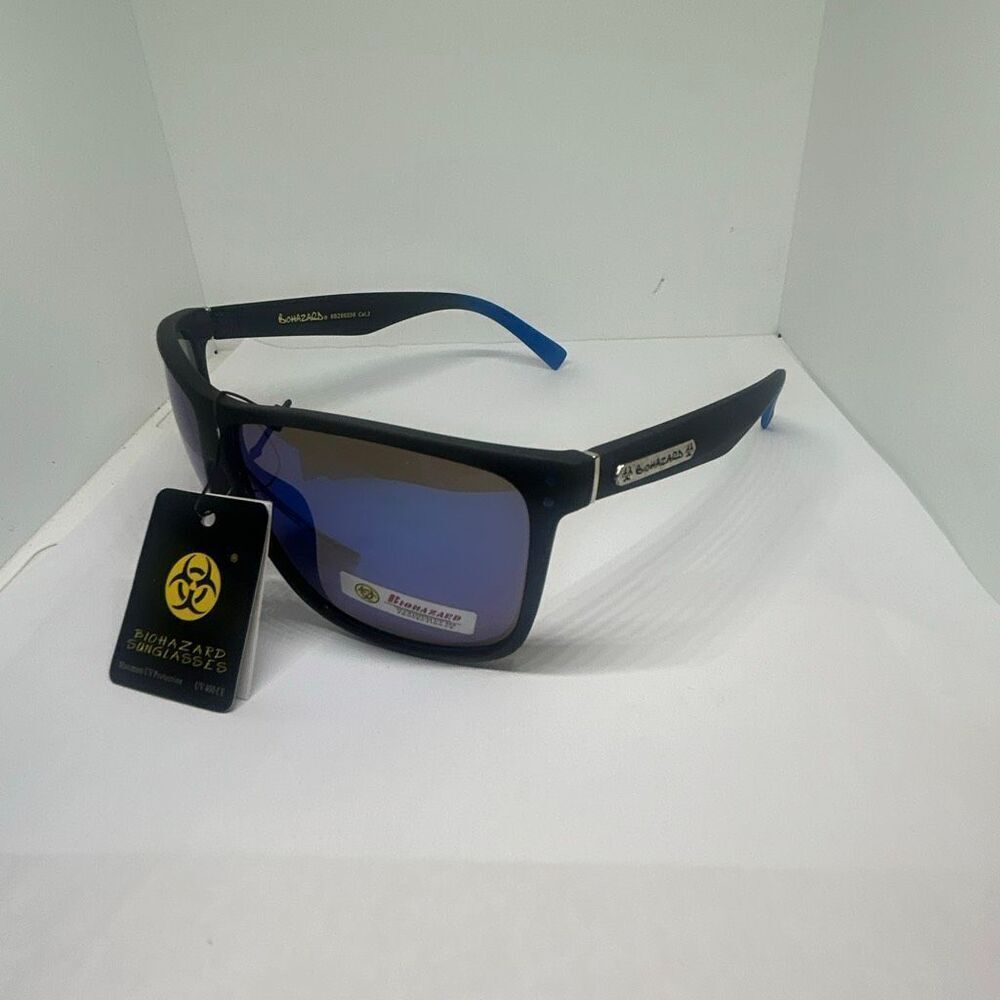 Biohazard Mirrored Sunglasses Men’s UV400 Protection